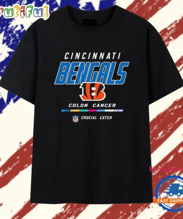 Cincinnati Bengals Crucial Catch Intercept Colon Cancer Blue Logo T Shirt