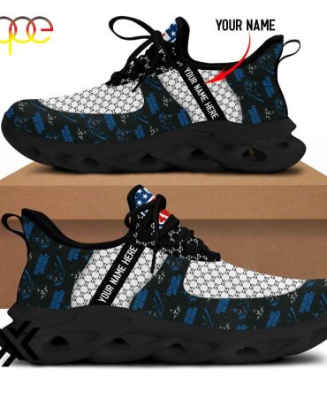 Custom Name Carolina Panthers Logo Pattern Max Soul Shoes For Fans