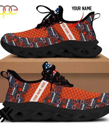 Custom Name Chicago Bears Logo Pattern Max Soul Shoes For Fans