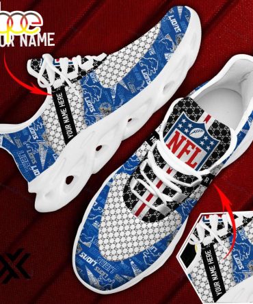 Custom Name Detroit Lions Logo Pattern Max Soul Shoes For Fans
