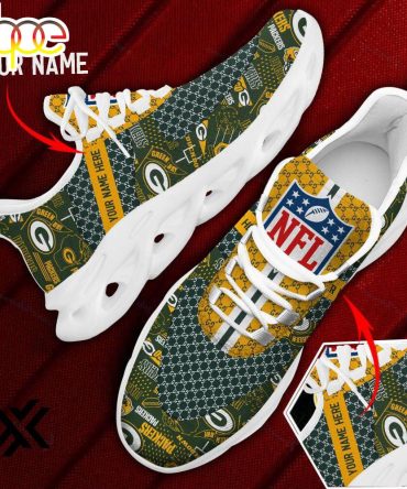 Custom Name Green Bay Packers Logo Pattern Max Soul Shoes For Fans