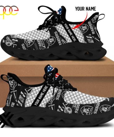 Custom Name Las Vegas Raiders Logo Pattern Max Soul Shoes For Fans