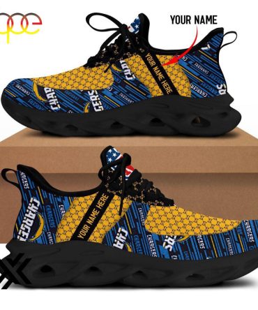 Custom Name Los Angeles Chargers Logo Pattern Max Soul Shoes For Fans