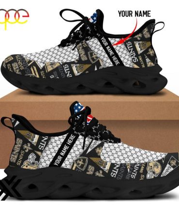 Custom Name New Orleans Saints Logo Pattern Max Soul Shoes For Fans