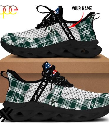 Custom Name New York Jets Logo Caro Pattern Max Soul Shoes For Fans