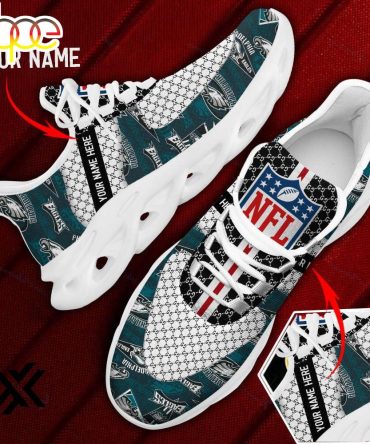 Custom Name Philadelphia Eagles Logo Pattern Max Soul Shoes For Fans