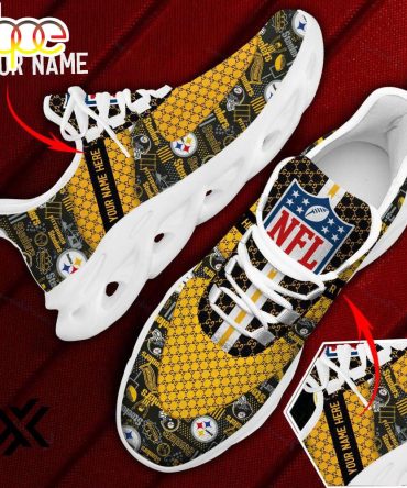Custom Name Pittsburgh Steelers Logo Pattern Max Soul Shoes For Fans