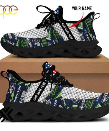 Custom Name Seattle Seahawks Logo Pattern Max Soul Shoes For Fans