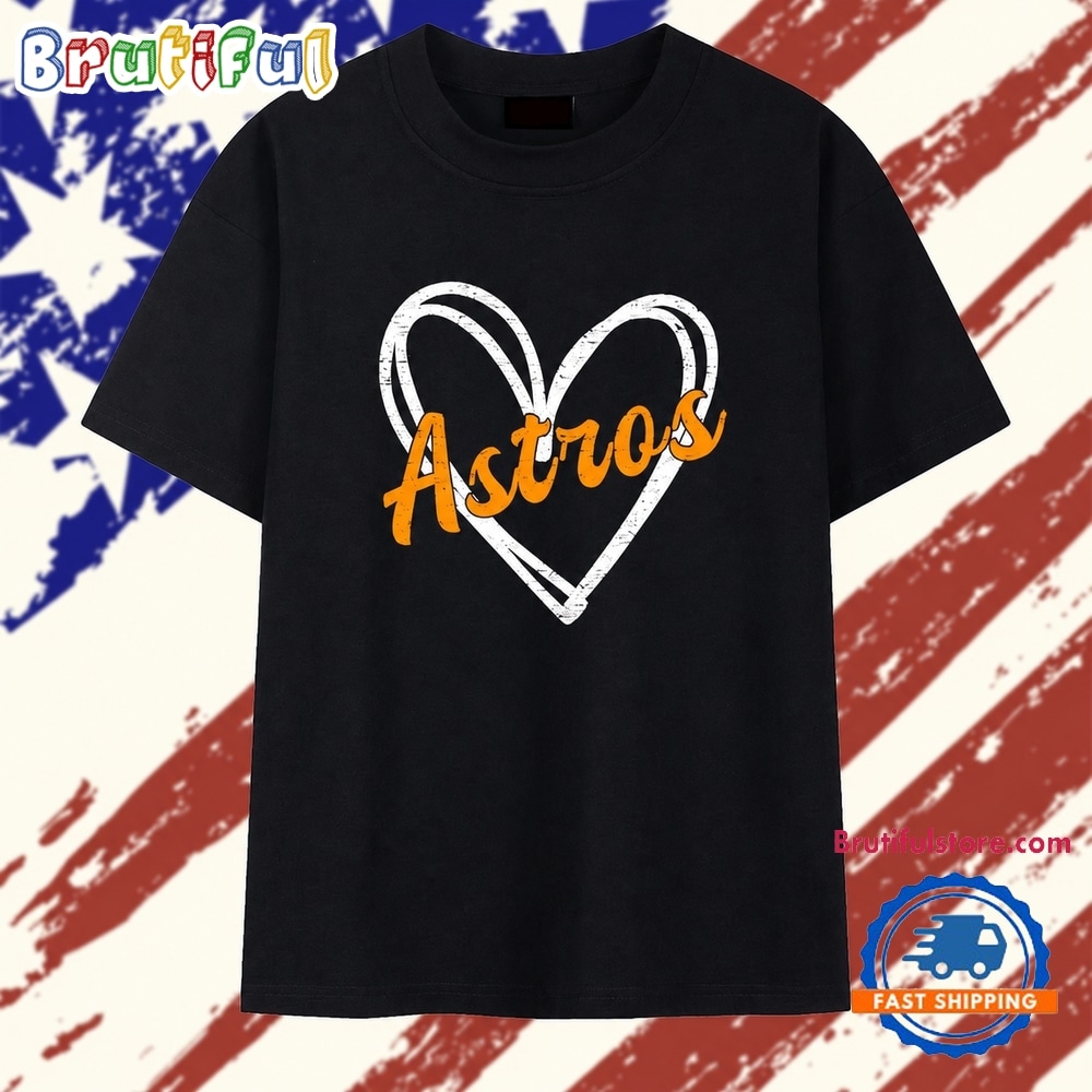 Distressed Houston Astros Heart Mlb Baseball T Shirt