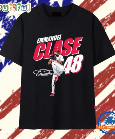 Emmanuel Clase 48 Cleveland Guardians Signature T Shirt