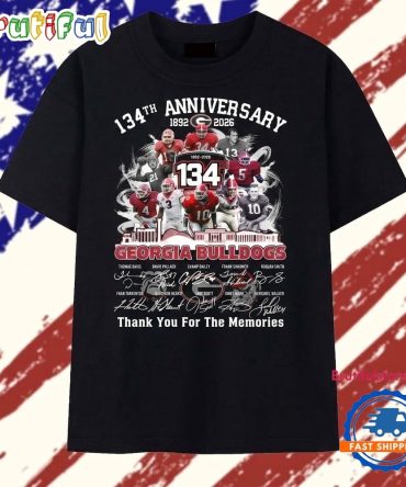 Georgia Bulldogs Football 134Th Anniversary Signatures Thank You For The Memories T Shirt