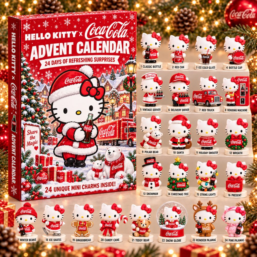 Hello Kitty X Coca-Cola Advent Calendar 2026 Christmas Coca-Cola Merch Soda Lover Gift For Fan, 3D Acrylic Collectibles