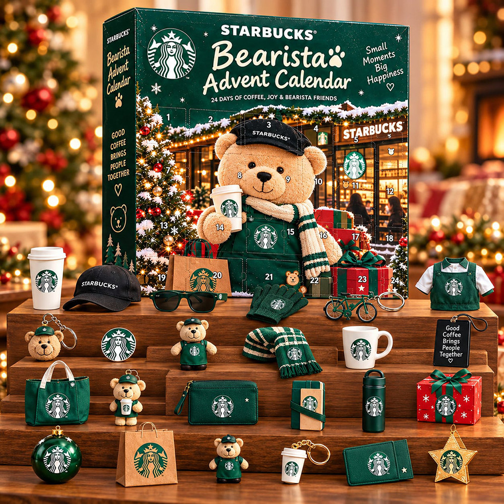 Starbucks Bearista Advent Calendar 2026 Coffee Bear Christmas Countdown Collector Xmas Gift, 3D Acrylic Collectibles