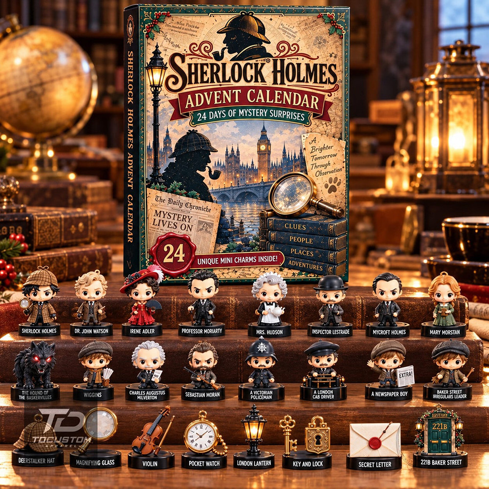 Sherlock Holmes Advent Calendar 2026 Mystery Detective Christmas Countdown Gift For Readers, 3D Acrylic Collectibles