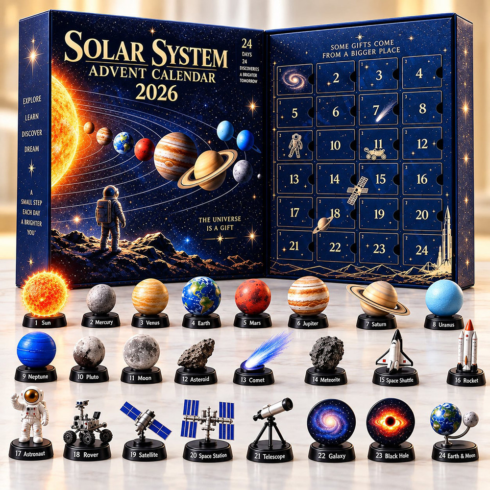 Solar System Advent Calendar 2026 Space Astronomy Christmas Countdown Gift For Stargazers, 3D Acrylic Collectibles