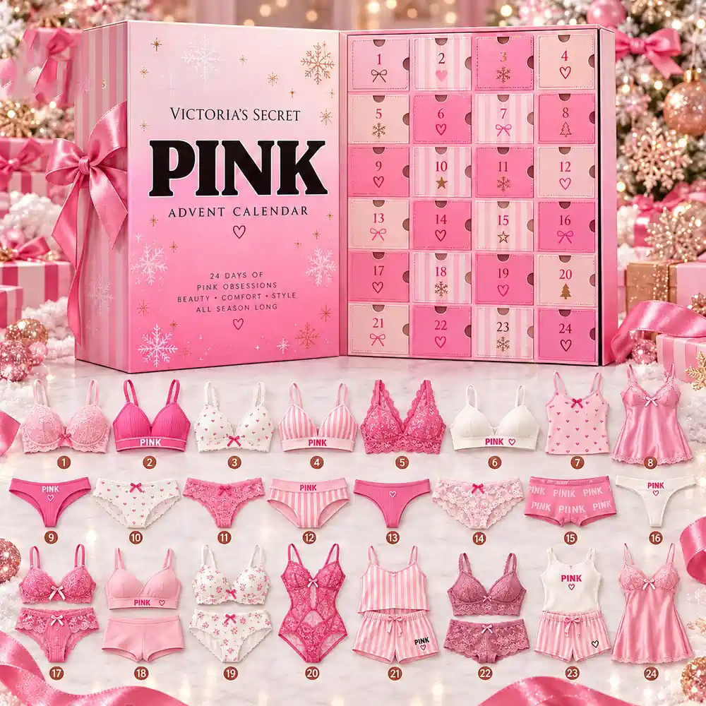 Victoria'S Secret Pink Advent Calendar 2026 Beauty Style Christmas Countdown Gift For Her, 3D Acrylic Collectibles