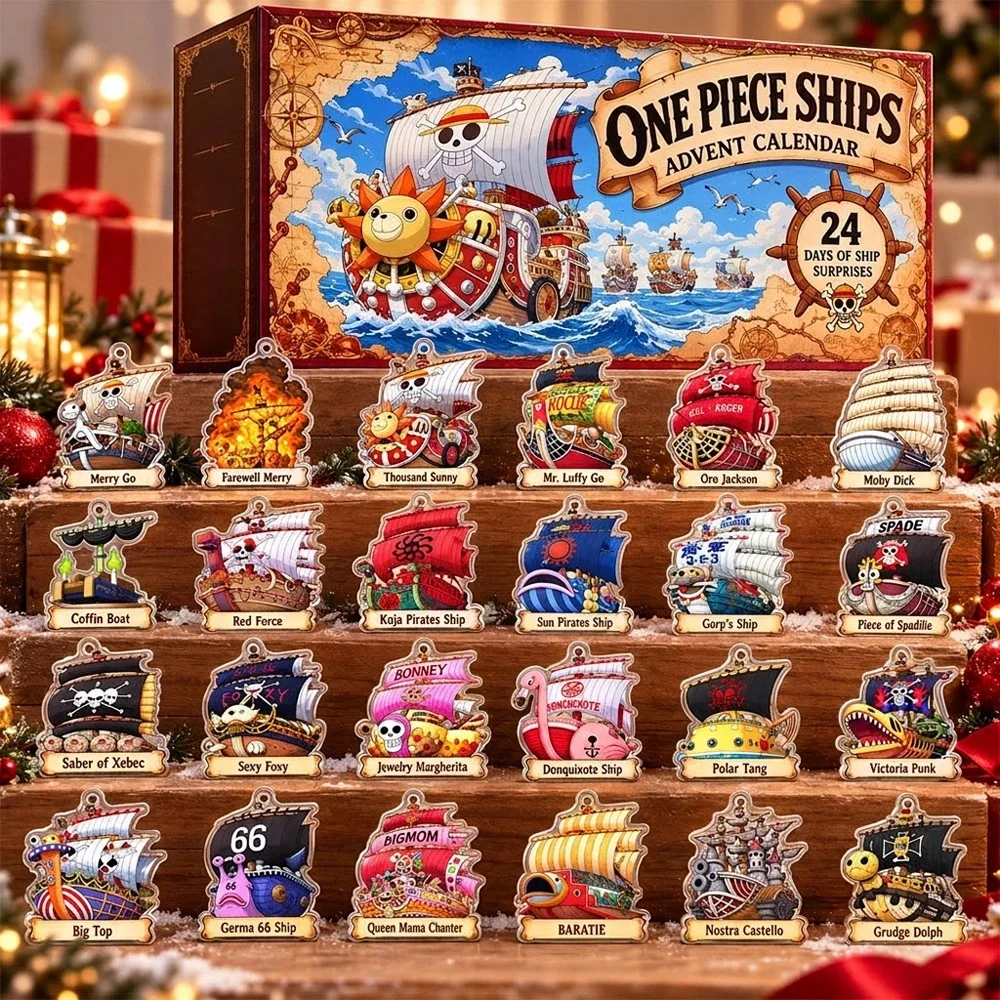 One Piece Pirate Ships Acrylic Concept Fan Advent Calendar Xmas Countdown Presents For One Piece Lovers , 3D Acrylic Collectibles
