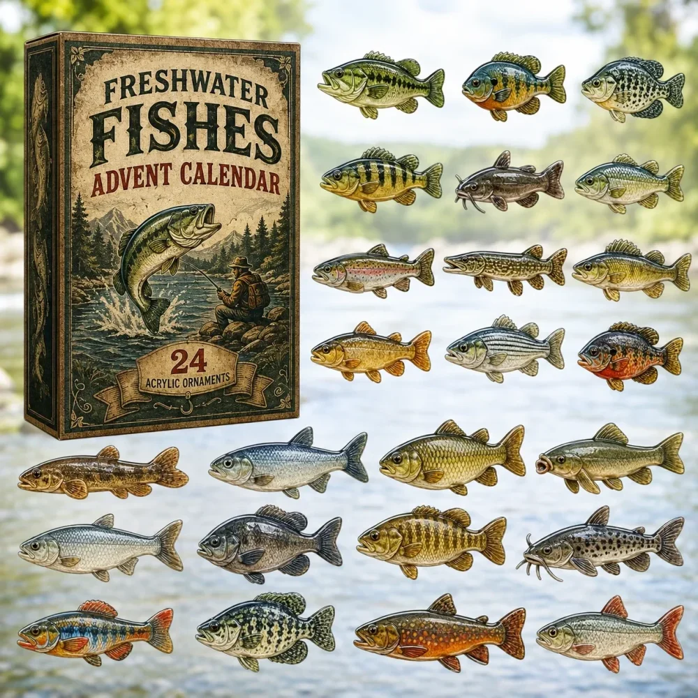 Freshwater Fishes Advent Calendar Cool Festive Advent Ornament Calendar Gifts For Fish Lovers , 3D Acrylic Collectibles