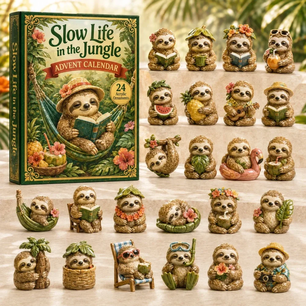 Jungle Sloth Christmas Advent Calendar Countdown To Xmas Calendar Sloth Lovers Xmas Gifts , 3D Acrylic Collectibles