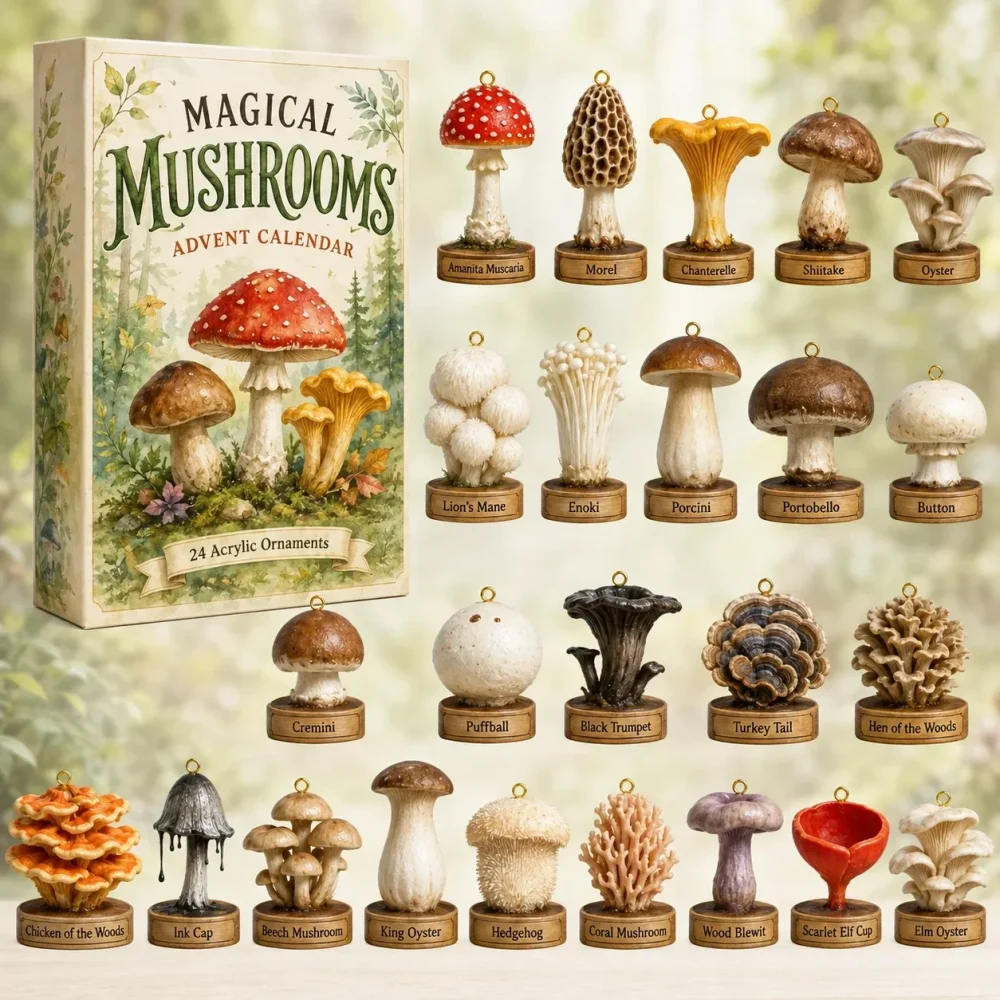 Magical Mushroom Advent Calendar Christmas Countdown Mushroom Lovers Gifts Ideas , 3D Acrylic Collectibles