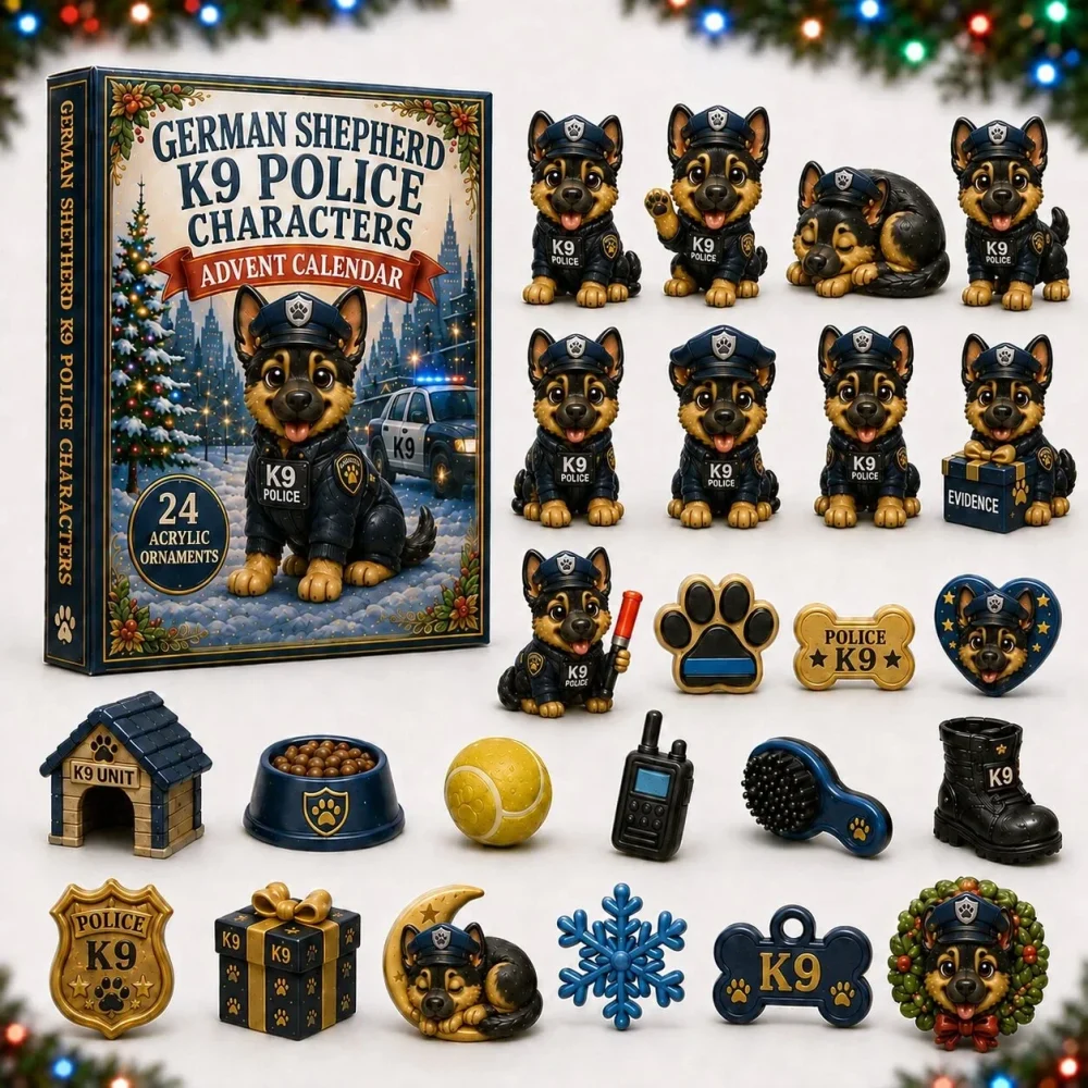 Shepherd Police Christmas Advent Calendar Xmas Calendar Countdown Xmas Gifts For Shepherd Lover , 3D Acrylic Collectibles