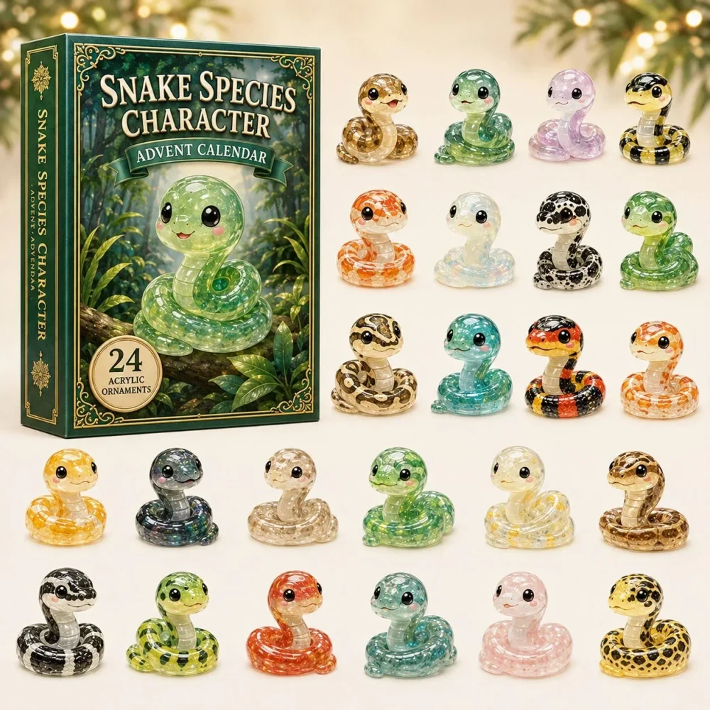 Snake Species Christmas Advent Calendar Animal Cute Counting Down Calendar Christmas Gifts , 3D Acrylic Collectibles