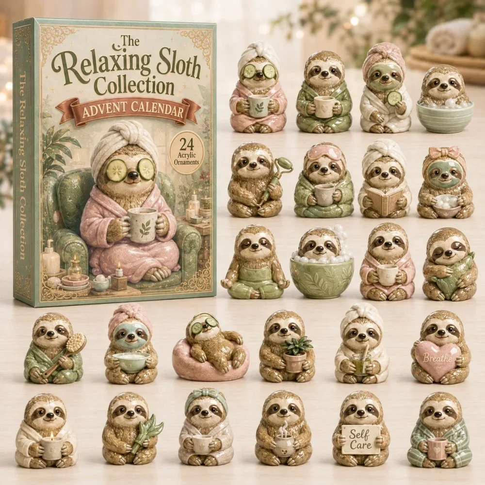 Relaxing Sloth Christmas Advent Calendar Holiday Advent Cal Christmas Gifts For Sloth Lovers , 3D Acrylic Collectibles