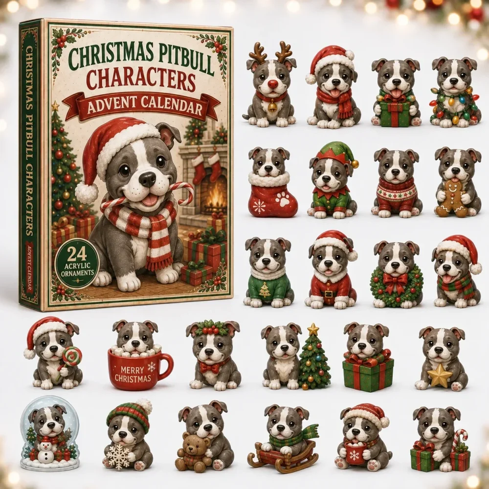 Pitbull Xmas Advent Calendar For Christmas Countdown Christmas Gifts For Pitbull Lovers , 3D Acrylic Collectibles