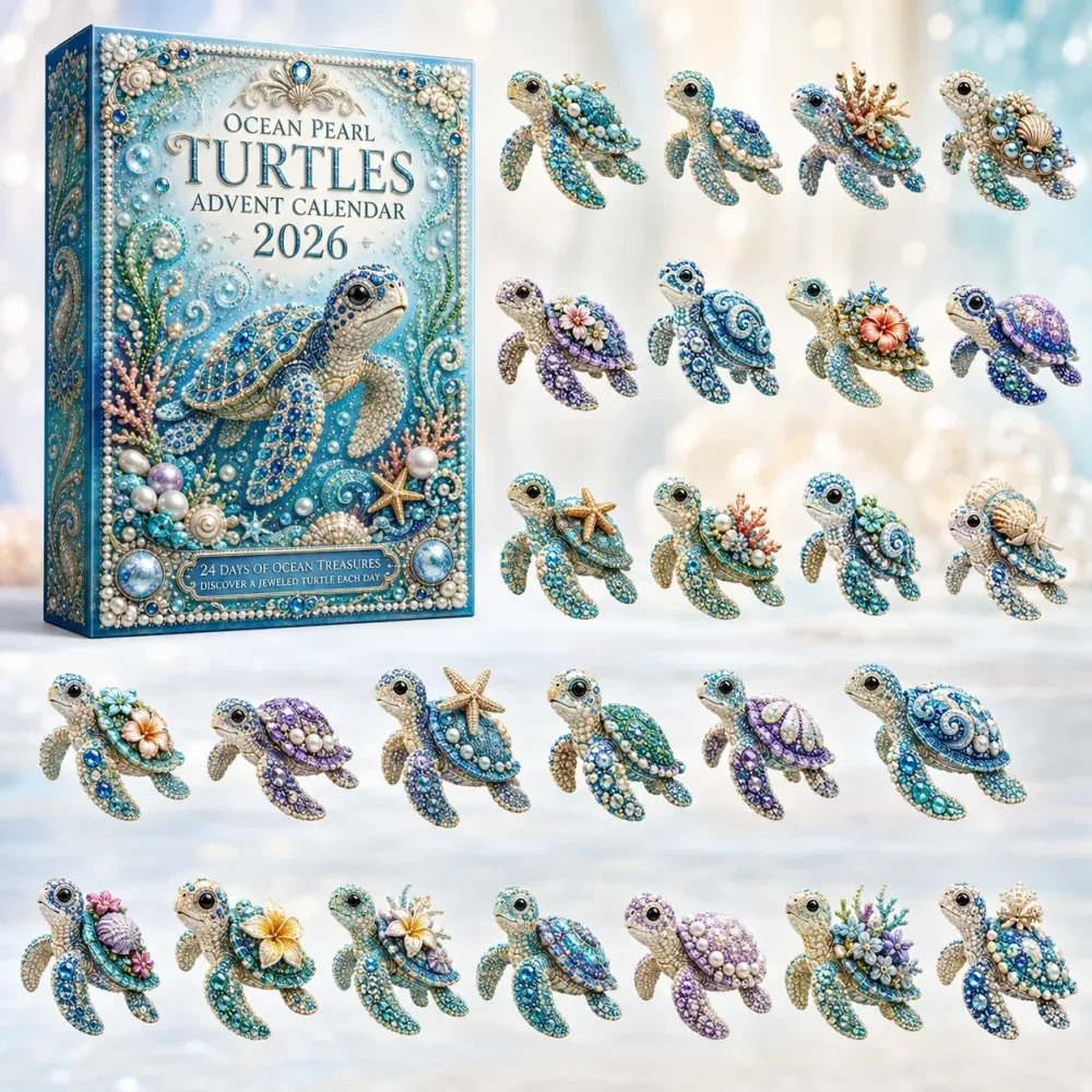 Pearl Turtles Advent Calendar Cute Sea Animals Advent Calendar Decoration Turtles Lovers Gifts , 3D Acrylic Collectibles