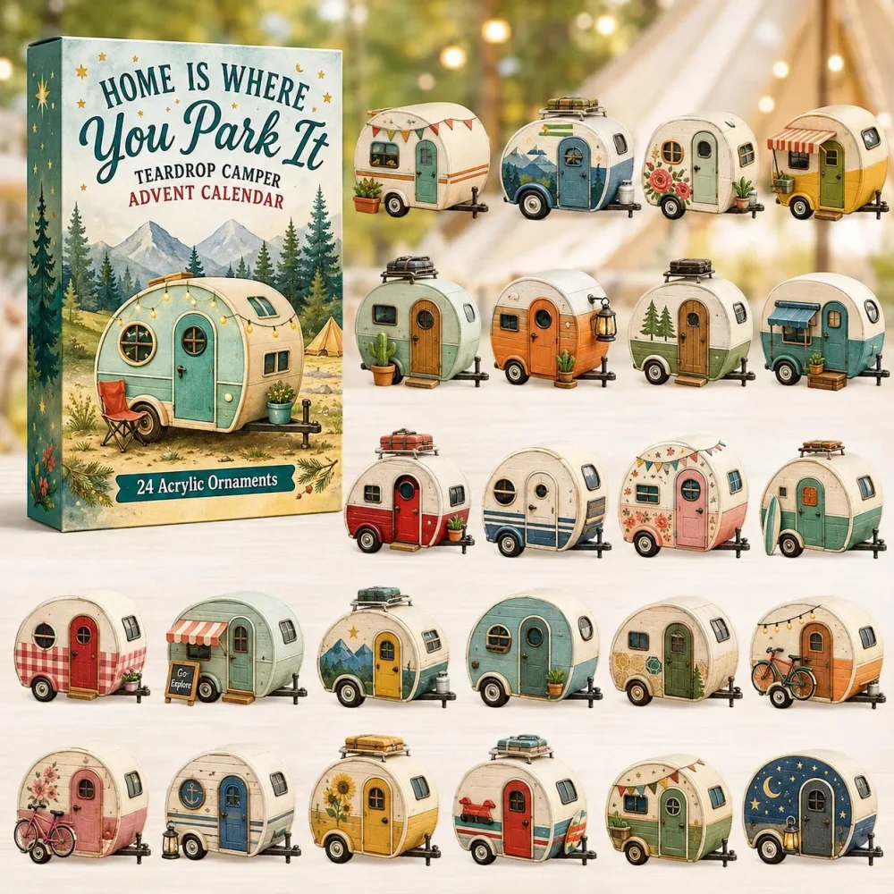 Teardrop Camper Advent Calendar Best Counting Down Calendar Gifts For Camping Lovers , 3D Acrylic Collectibles