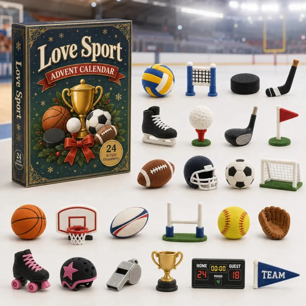 Love Sport Christmas Advent Calendar Countdown To Xmas Calendar Sport Players Xmas Gifts , 3D Acrylic Collectibles