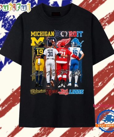 Michigan Detroit Sports Teams Wolverines Tigers Red Wings Lions Graphic T Shirt