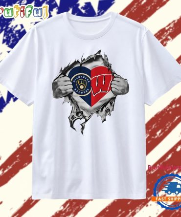 Milwaukee Brewers And Wisconsin Badgers Heart T Shirt
