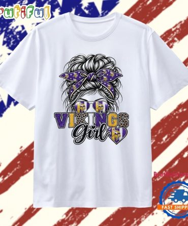 Minnesota Vikings Girl Messy Bun Sunglasses T Shirt
