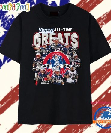 New England Patriots All Time Greats Players Signature Football T Shirt