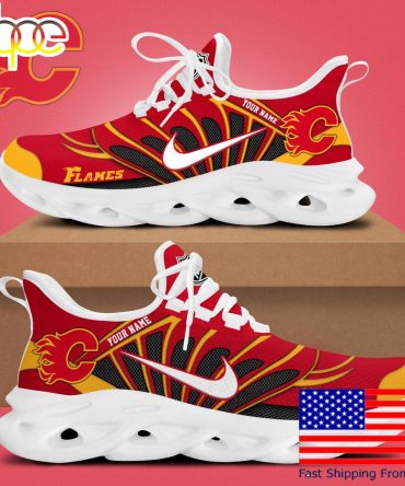 Nhl Calgary Flames Hockey Logo Custom Name Max Soul Shoes , Hockey Shoes