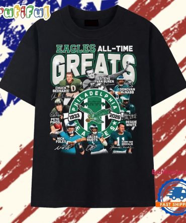 Philadelphia Eagles All Time Greats Players Signature Football T Shirt