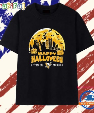 Pittsburgh Penguins Happy Halloween City Skyline T Shirt