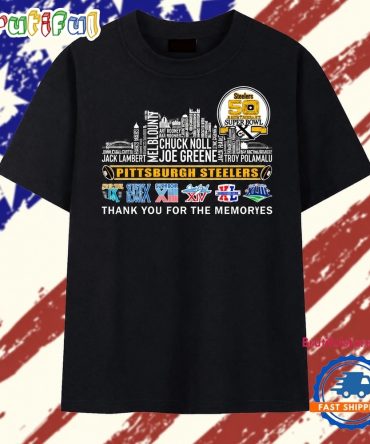 Pittsburgh Steelers 50Th Super Bowl Skyline Signatures T Shirt