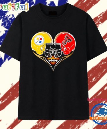 Pittsburgh Steelers And Texas Tech Red Raiders Football Heart T Shirt