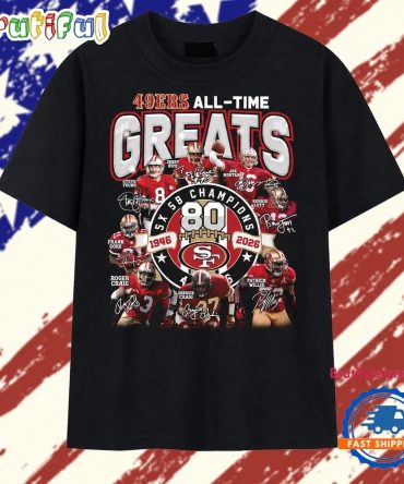 San Francisco 49Ers All Time Greats Legends Signature Football T Shirt