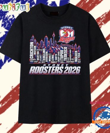 Sydney Roosters 2026 City Skyline Roster Graphic T Shirt
