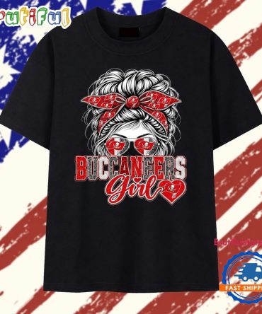 Tampa Bay Buccaneers Girl Nfl Football Messy Bun T Shirt