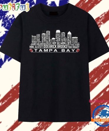 Tampa Bay Football Legends Names Skyline Typography Graphic T Shirt