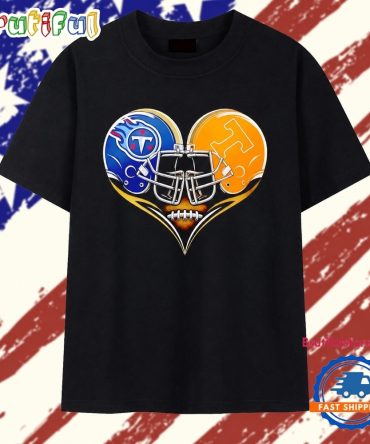 Tennessee Titans And Tennessee Volunteers Football Heart T Shirt