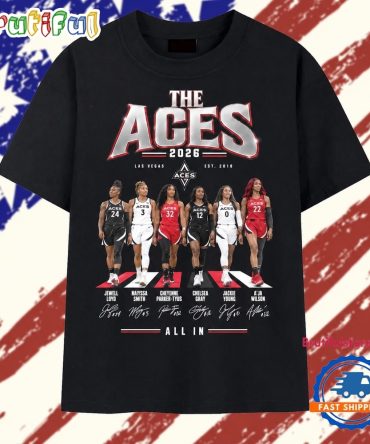 The Aces Las Vegas 2026 Players All In Abbey Road Signatures T Shirt