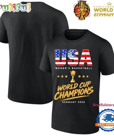 Usa Team Champion Fiba Women’S Basketball World Cup Finals 2026 Black T Shirt